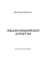 William Shakespeare's Sonnet 104 for mezzo-soprano and piano